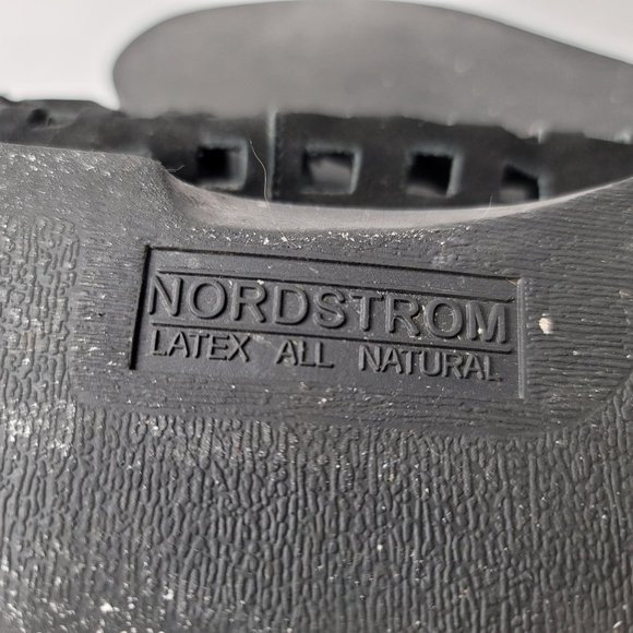 NORDSTROM Black Leather Darby Open Toe Back Zip Cut-Out Sandals - Women's 11 - Picture 7 of 7